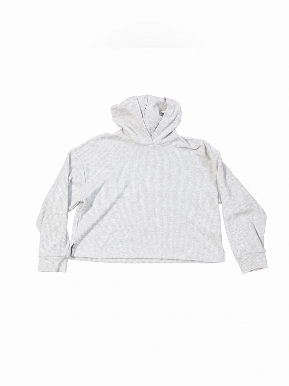 Old Navy Girls Ribbed Cropped Hoodie Size L 10-12 Gray Pullover